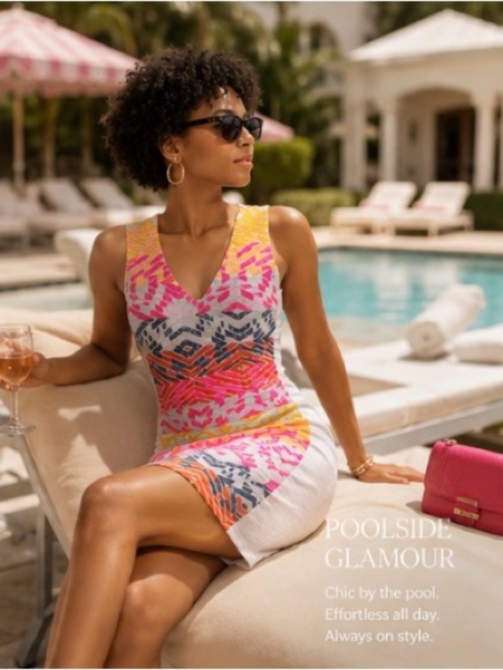 Vilagallo Mia Mini Dress Pink Multicolor Palm Beach Resort Luxe Size 4